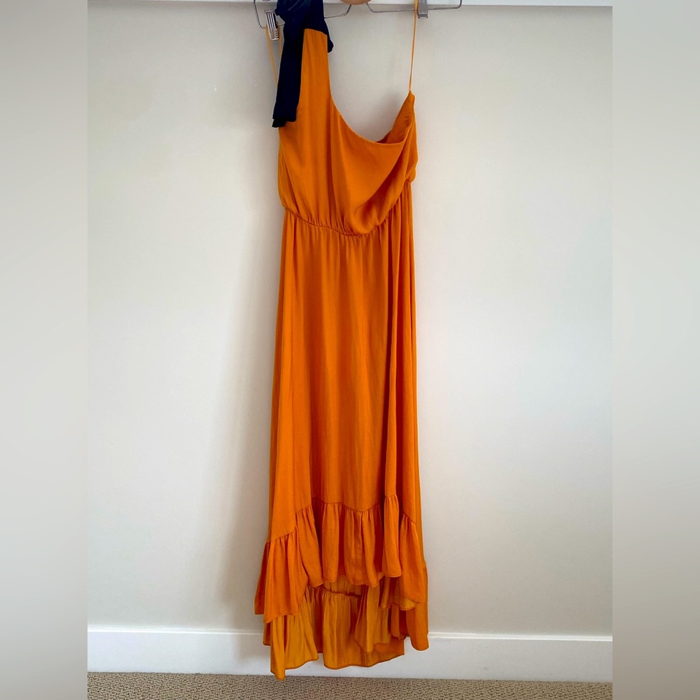 Maje Paris one shoulder golden yellow dress